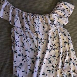 Pink floral off the shoulder top